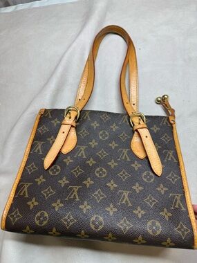 Louis Vuitton Monogram Canvas Shoulder Bag in Brown and Tan Leather